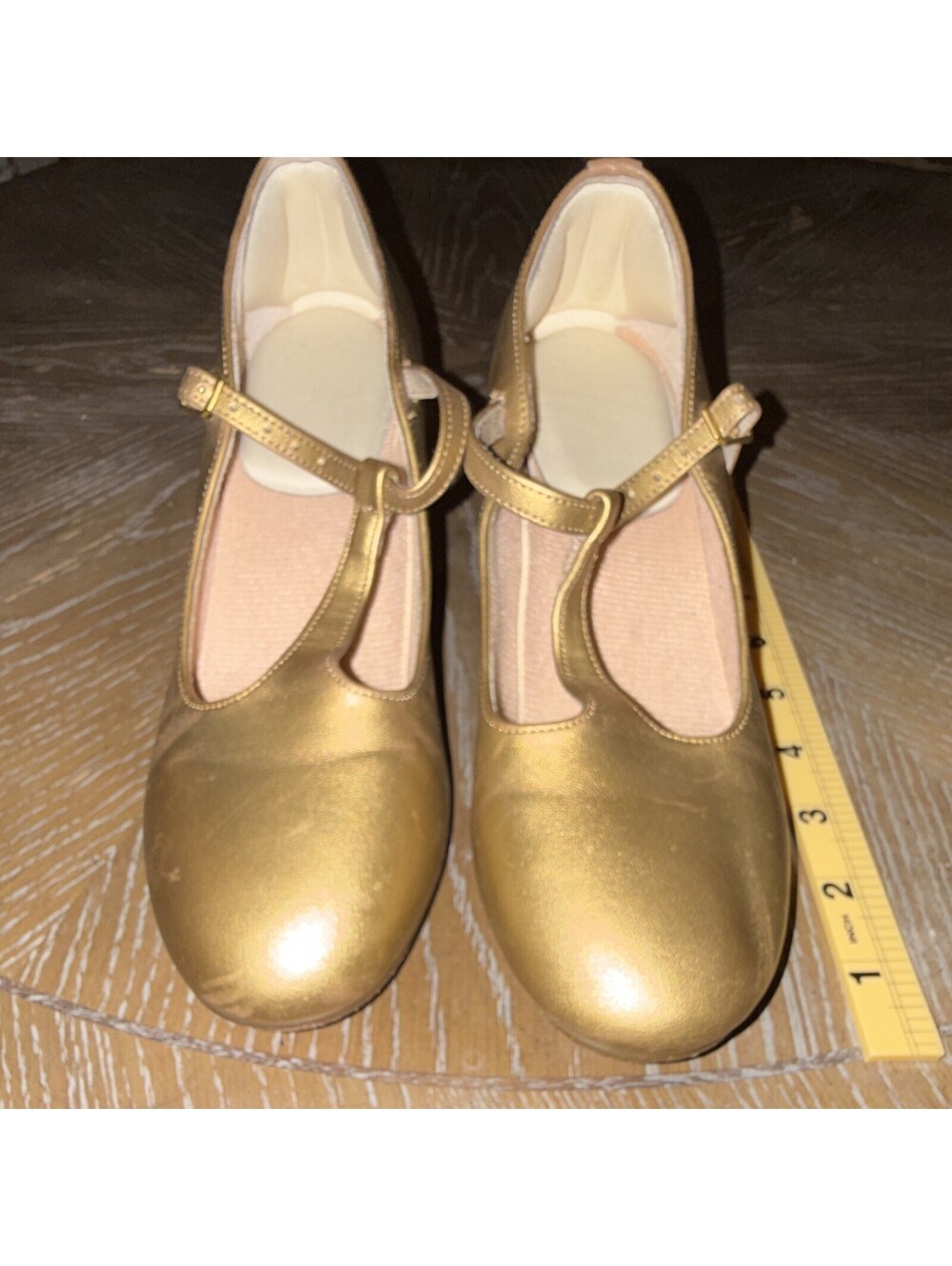 Theatricals Women’s Gold Ballroom Dance Shoes T-Strap Heels MPN 8.5
